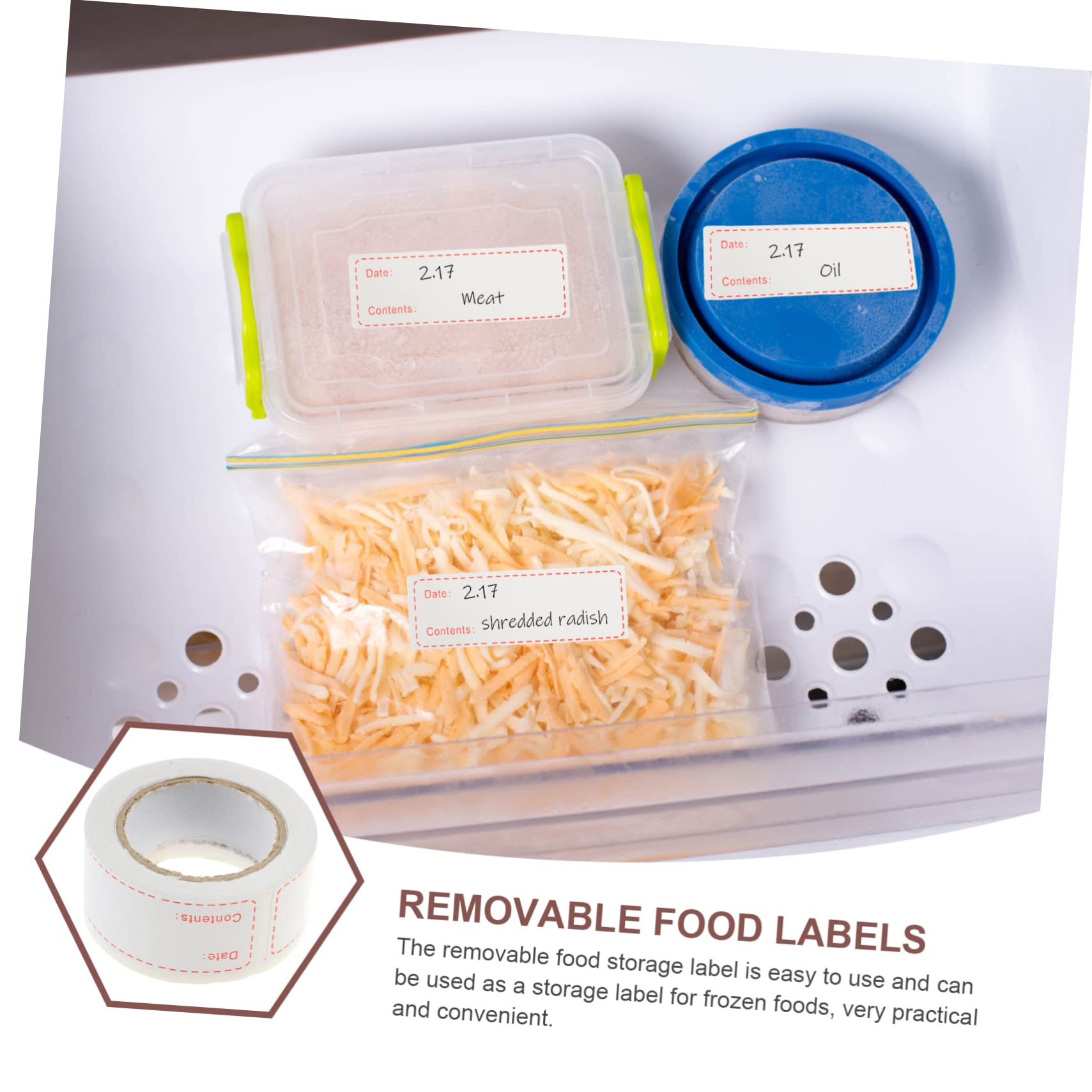 9rotoli Etichette Adesive Per Alimenti Rimovibili Di Stickers Per Conservazione Cibo Etichette Per Data Scadenza Per Congelatore e Cucina Facili Da Scrivere e Applicare Pratiche