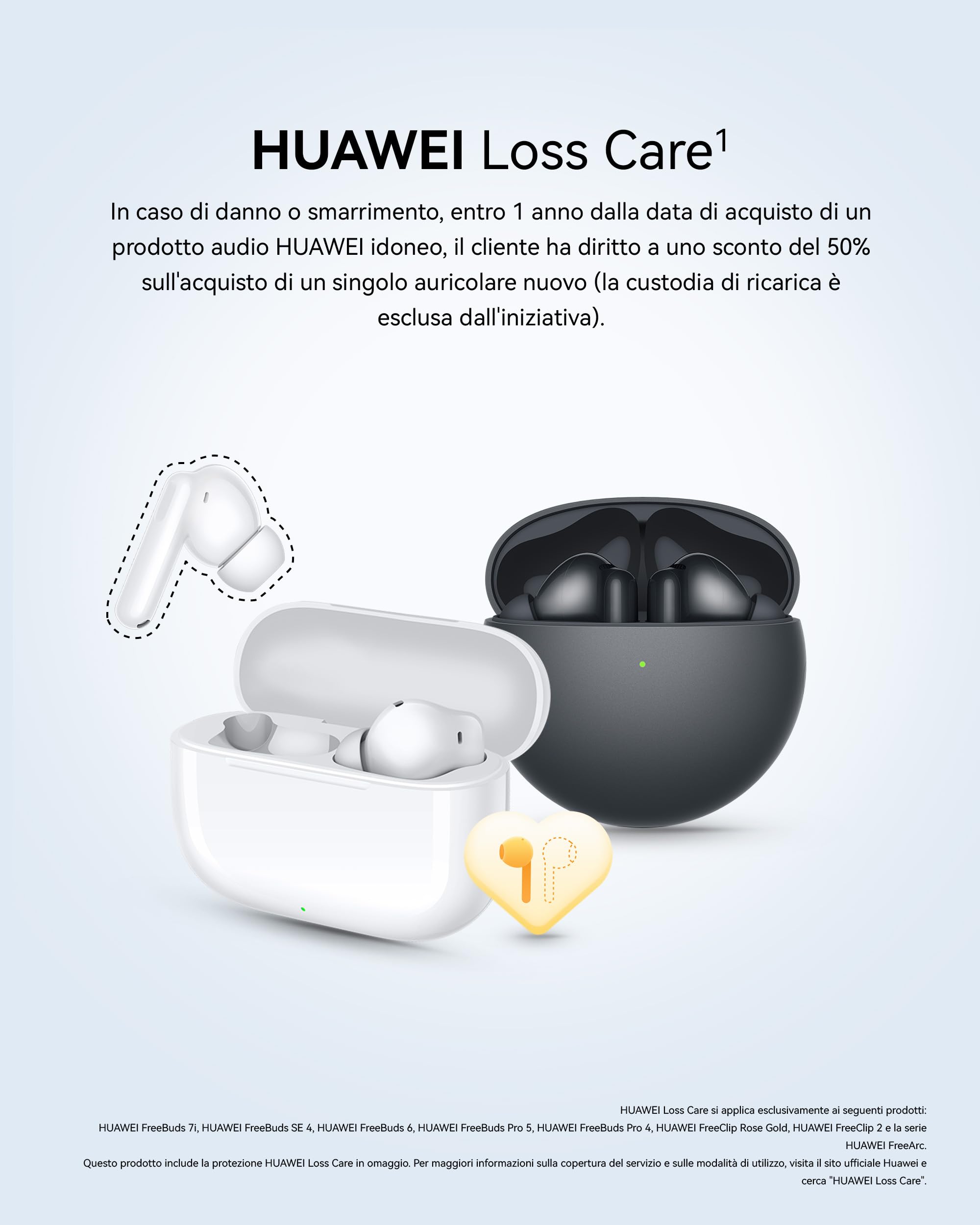 HUAWEI Freebuds 7i, Auricolari Bluetooth, Cancellazione Attiva del Rumore 4.0, Audio Spaziale Senza Limiti, iOS & Android, Chiamate Stabili e Cristalline, Loss Care, Garanzia di 30 mesi