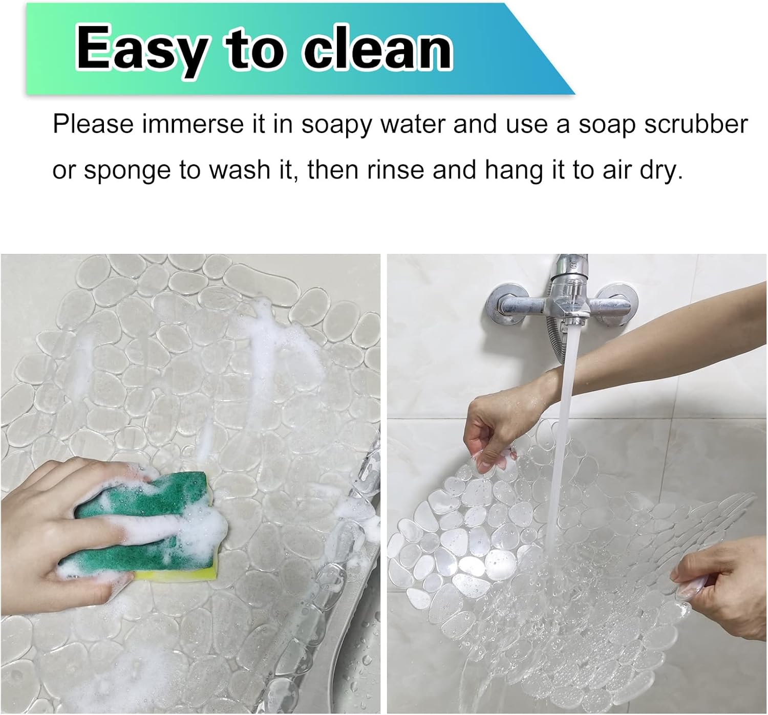 2 Pack Kitchen Sink Mat Pebble Sink Mats for Stainless Steel Sink, PVC Eco-friendly Sink Protector for Bottom of Kitchen Sink, Porcelain, Dishes and Glassware, Fast Draining, 15.8 x 11.8 In (Clear)