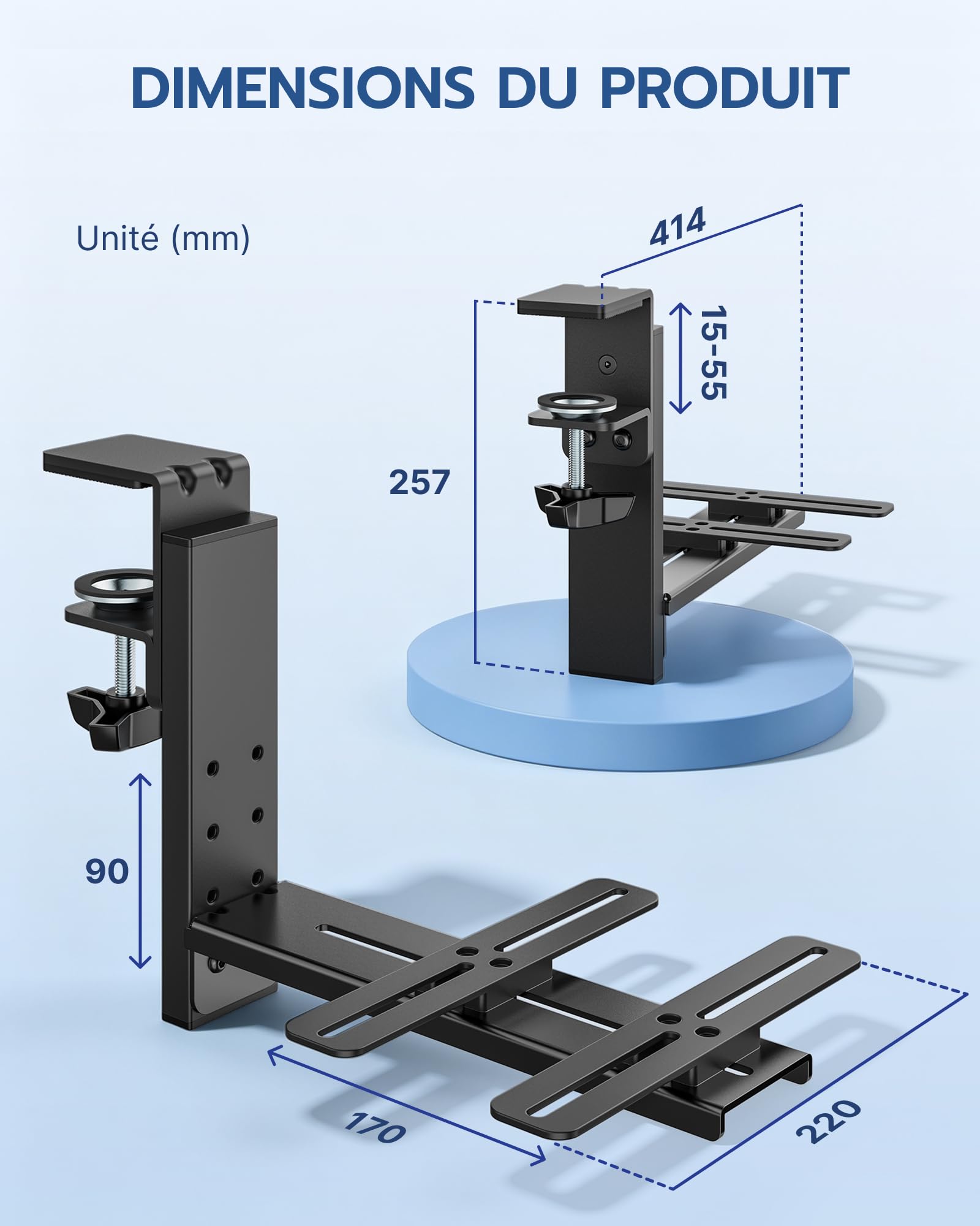 ARES WING support de bureau HOTAS pour joystick et manette des gaz en métal | Compatible Logitech X52/X52 Pro/X56, Thrustmaster T.16000M/T.Flight HOTAS, VKB Gladiator NXT, simulateur de vol, lot de 2