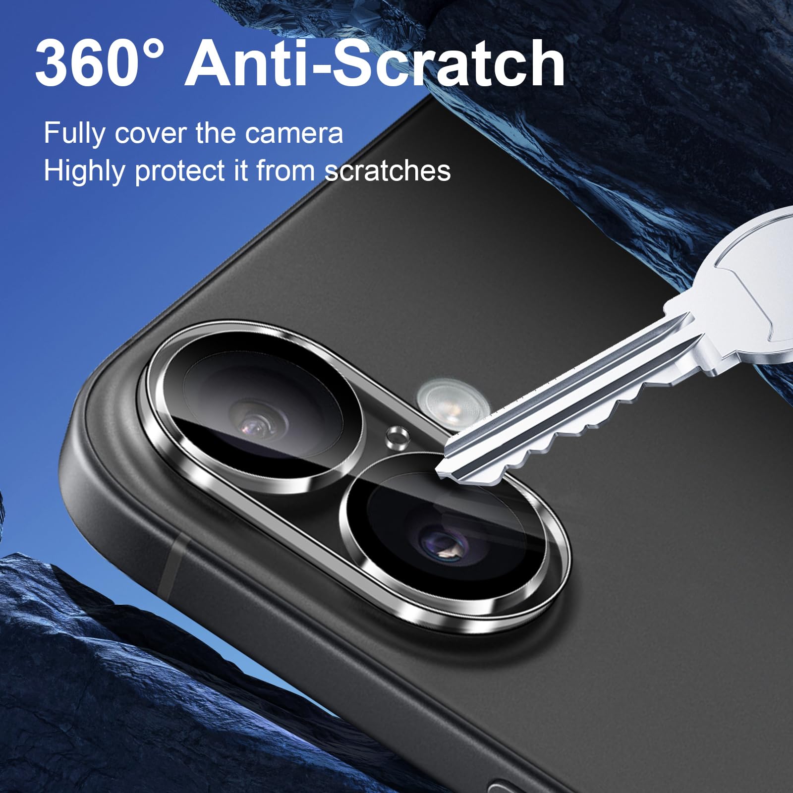 QULLOO Folia aparatu do iPhone 16/iPhone 16 Plus, twardość 9H szkło hartowane soczewka ochronna, przezroczysta ochrona przed zarysowaniami HD - 3 sztuki