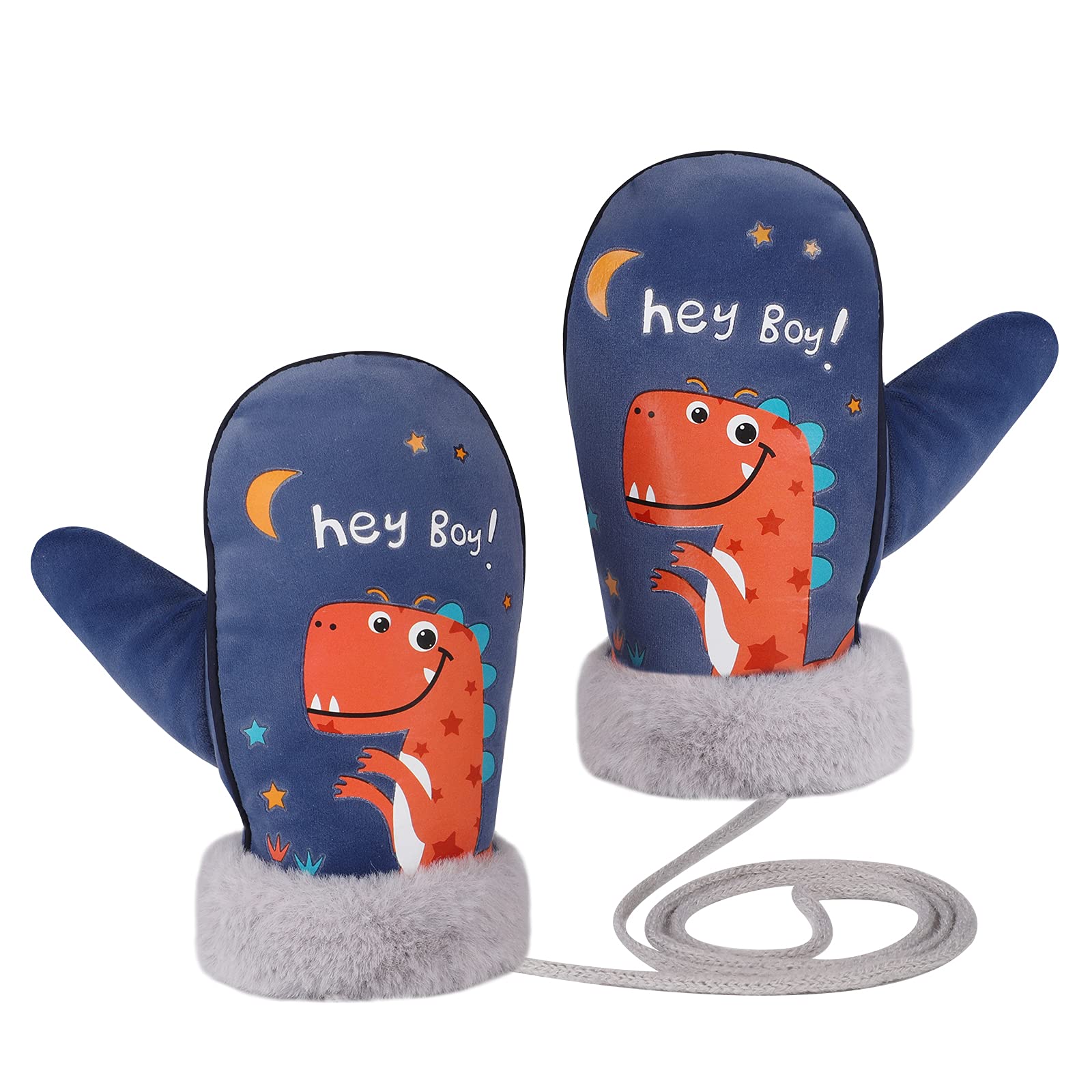 EBOOT - Lot De 3 Paires De Mitaines Dinosaures Pour Enfants (1-4 Ans) - Gants Tricotés Chauds Pour L'hiver - Motifs T-Rex, Apatosaure, Stégosaure