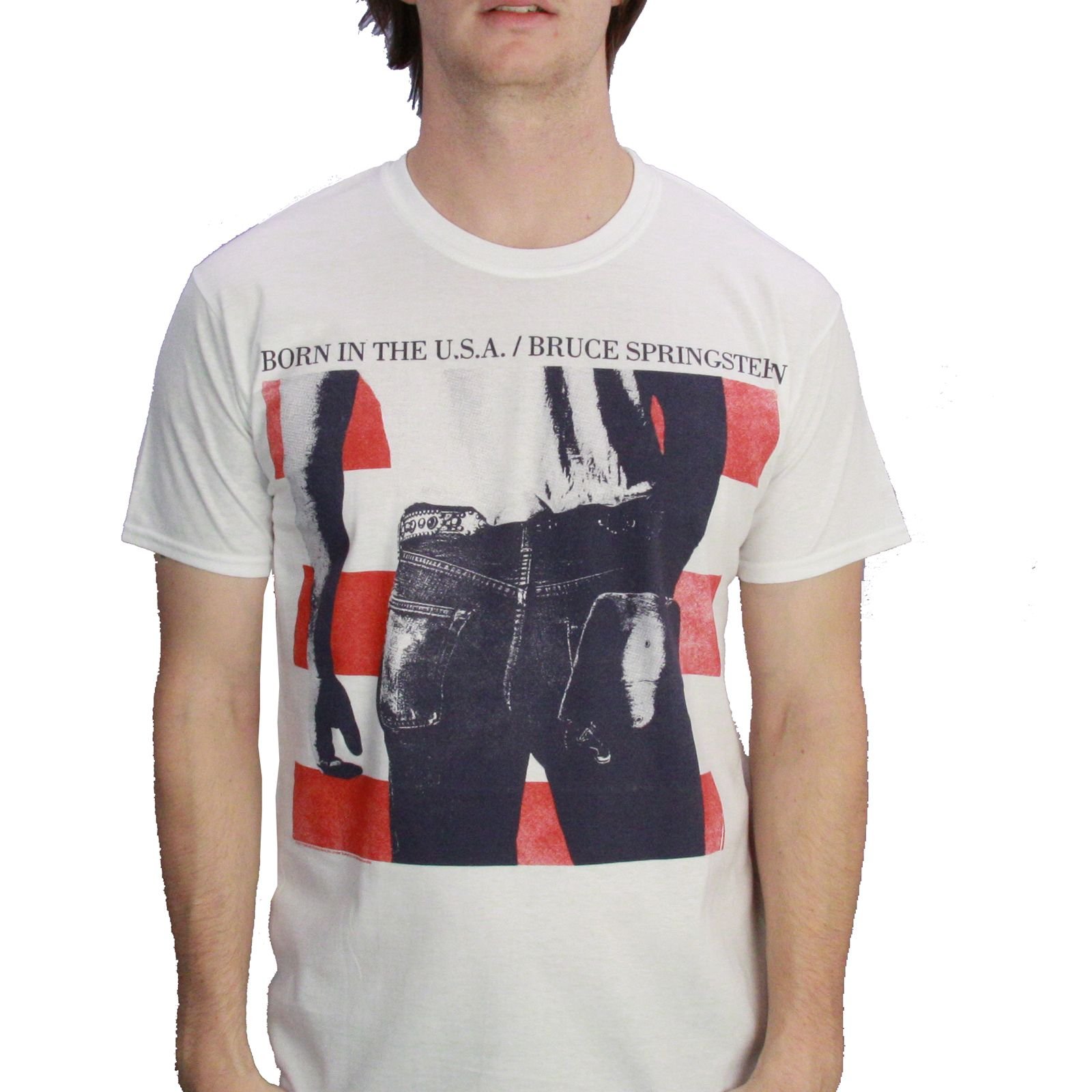 CID Men's Bruce Springsteen-Born in The USA T-Shirt, White, Large