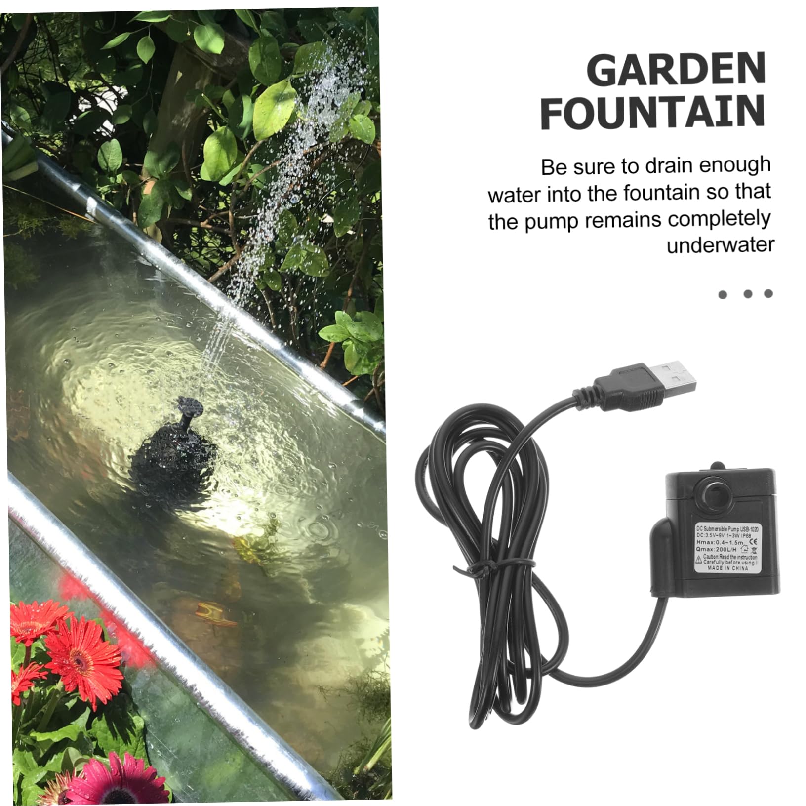 Sosoport Black Pond Pumps Submersible Water Pumps Plastic Pump Water Fountain Pumps Submersible Outdoor