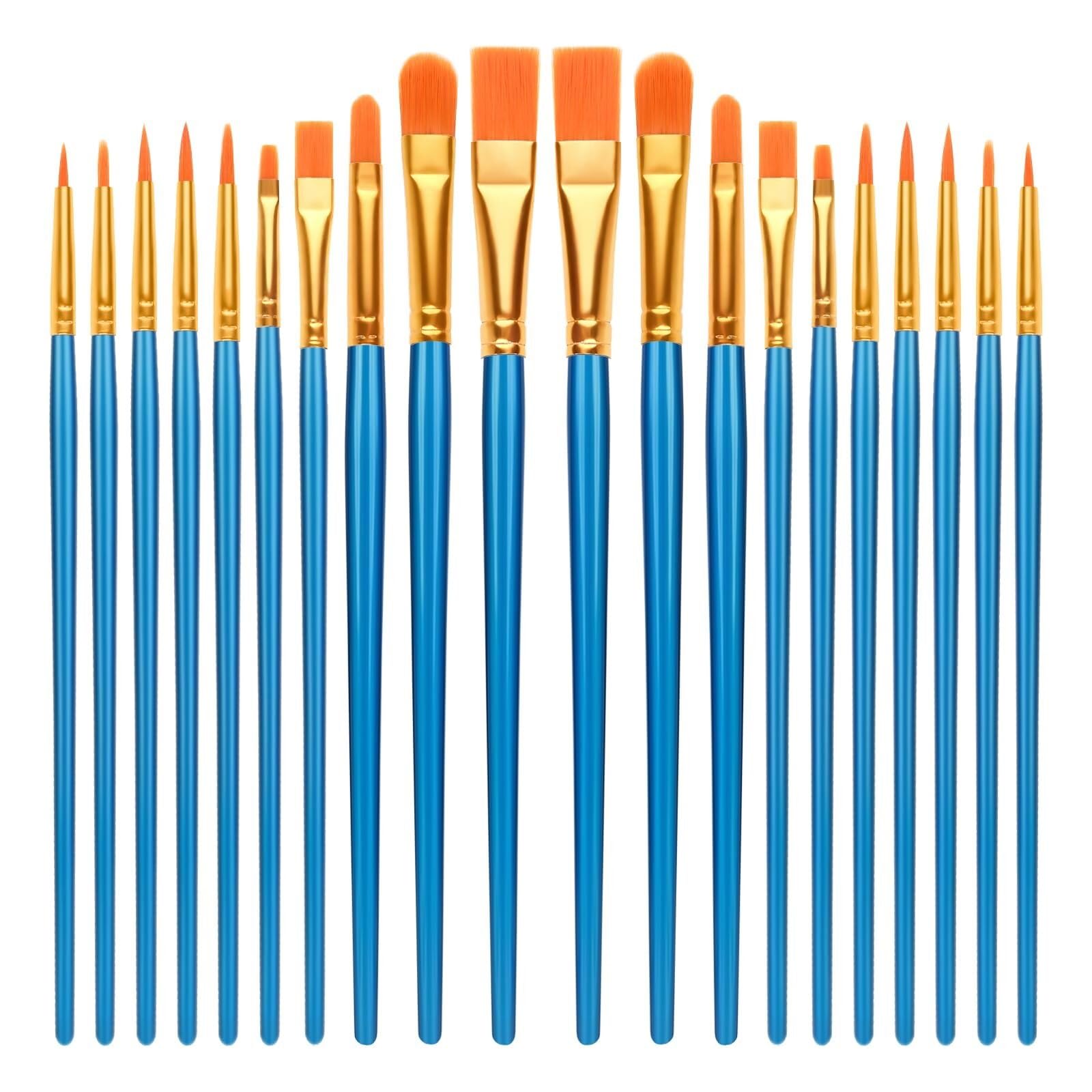 Juego de 20 pinceles de nailon multiusos para niños y adultos, ideal para pintura, manualidades y proyectos de bricolaje