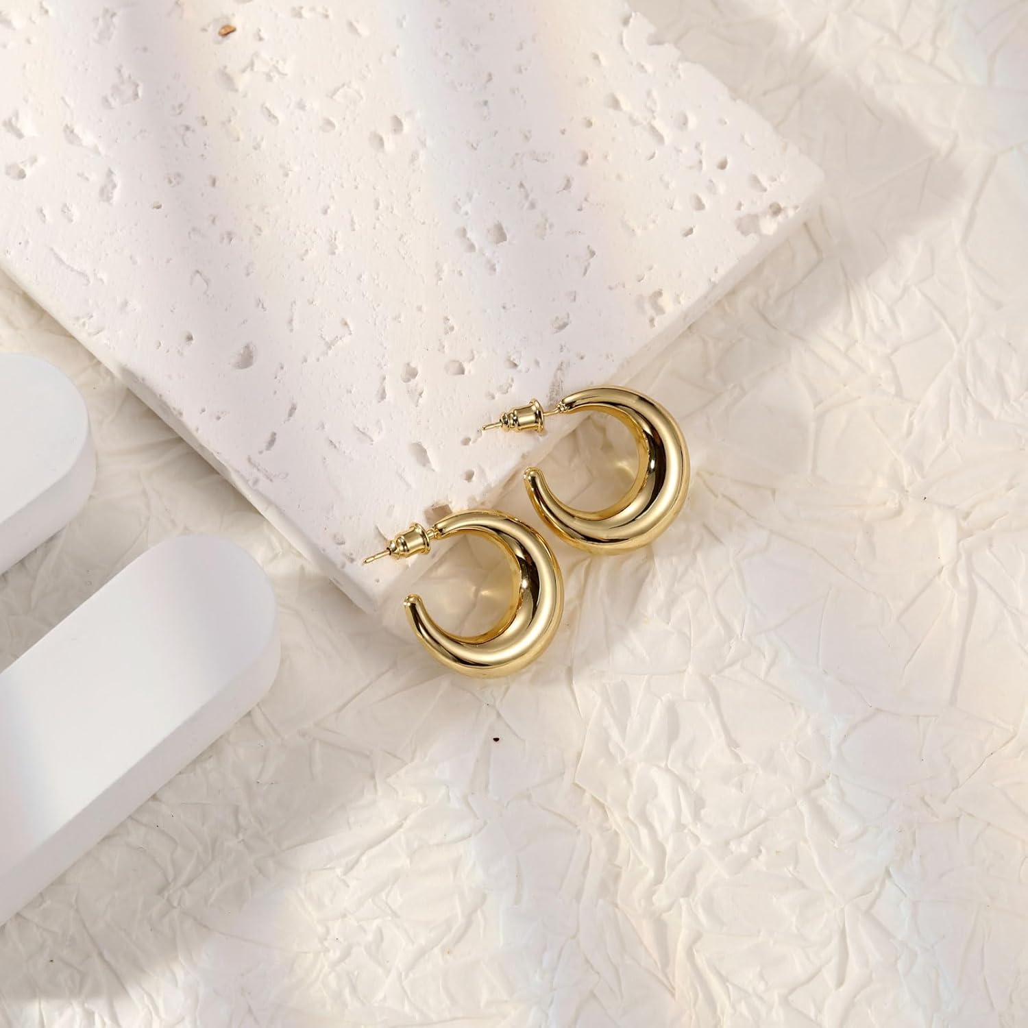 Gold Earring for Women Hammered Teardrop Earrings Dainty Irregular Shape Hoop Earrings Lightweight Hypoallergenic Stud Earrings Fashion Jewelry for Women - Image 3