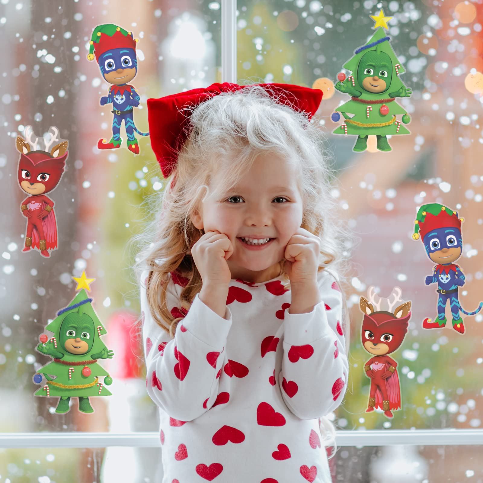 Stickerscape Christmas Pj Masks Seasonal Window Stickers (Christmas) | Official Pj Masks Window Decal, Pj Masks Decorations | Cleanly Removable, Reusable And Repositionable