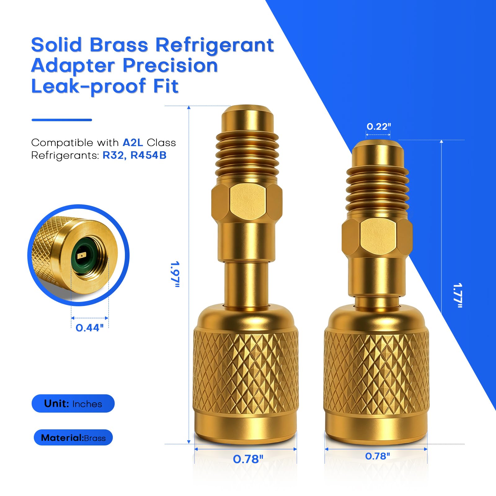 Amazon.com: R32/R454B/A2L Brass Refrigerant Adapter, 1/4