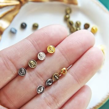 5mm / 0.2" Super Tiny Skull Round Shank Buttons, Mini Doll Buttons, Doll Blouse Shirt Overcoat Buttons, Extra Mini, in 4 Colors, Doll Sewing Craft Supplies 10pcs