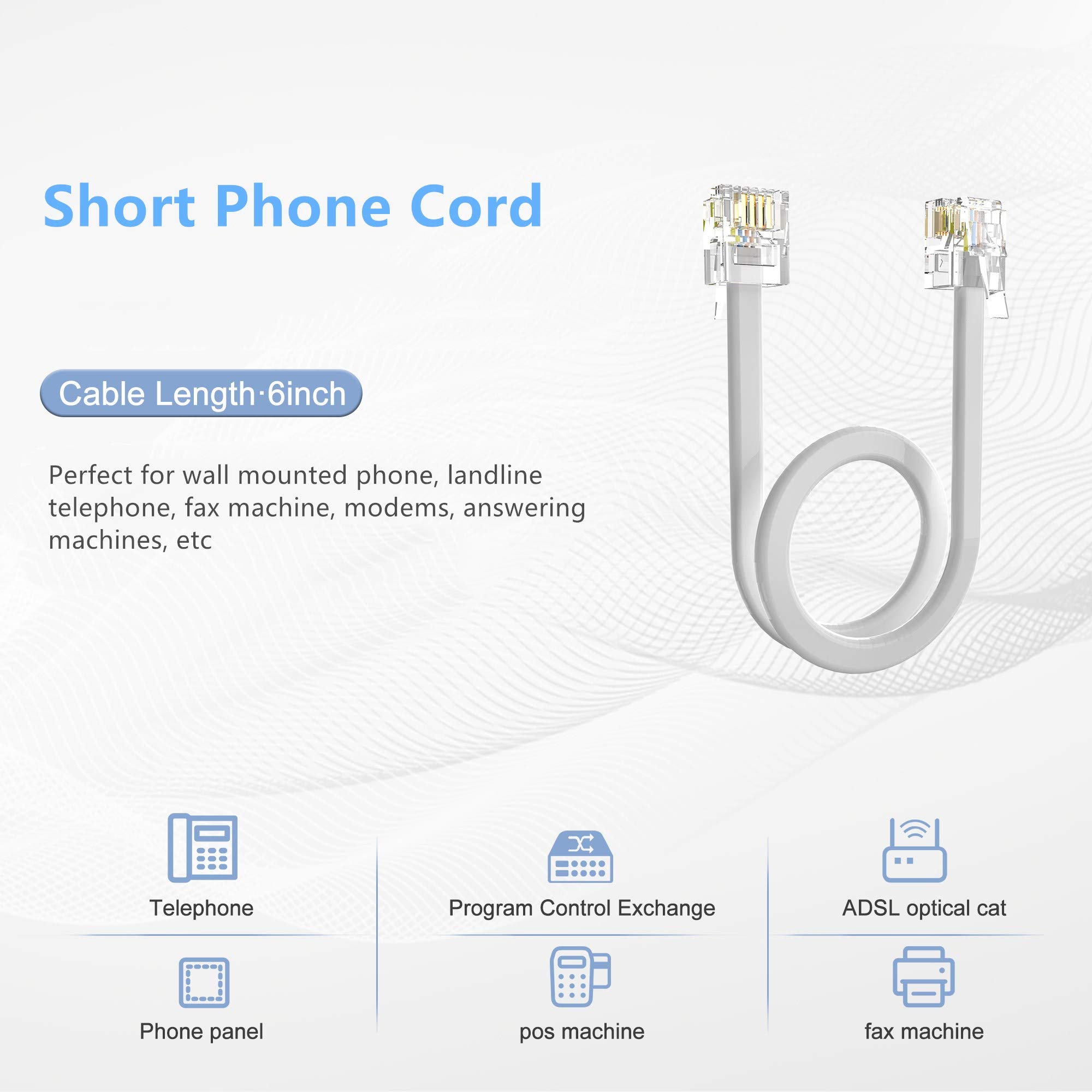 5ft Telephone Extension Cord 5ft RJ11 Phone Cable - Male To Male ...