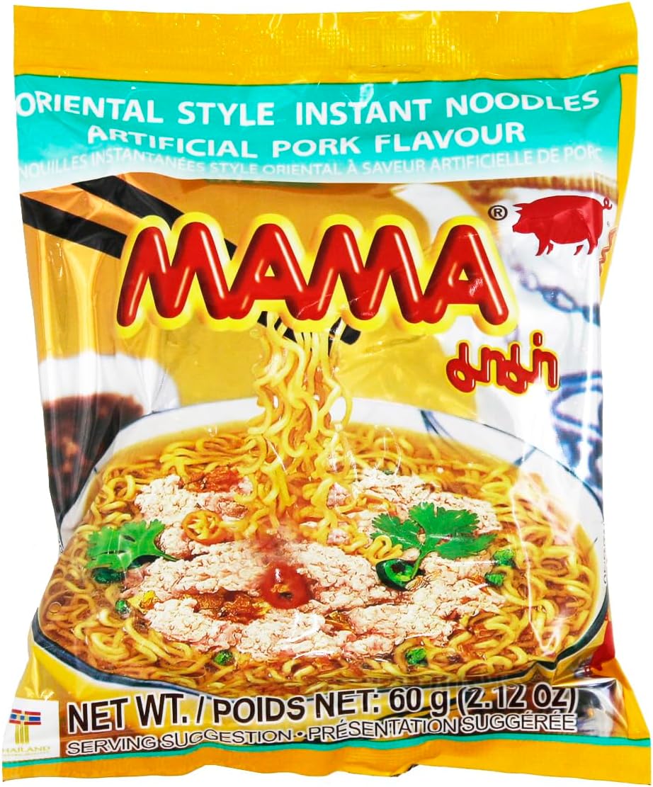 MAMA Instant Noodles Artificial Pork Flavor,30 Pkgs.x 2.12 Oz.(60g)