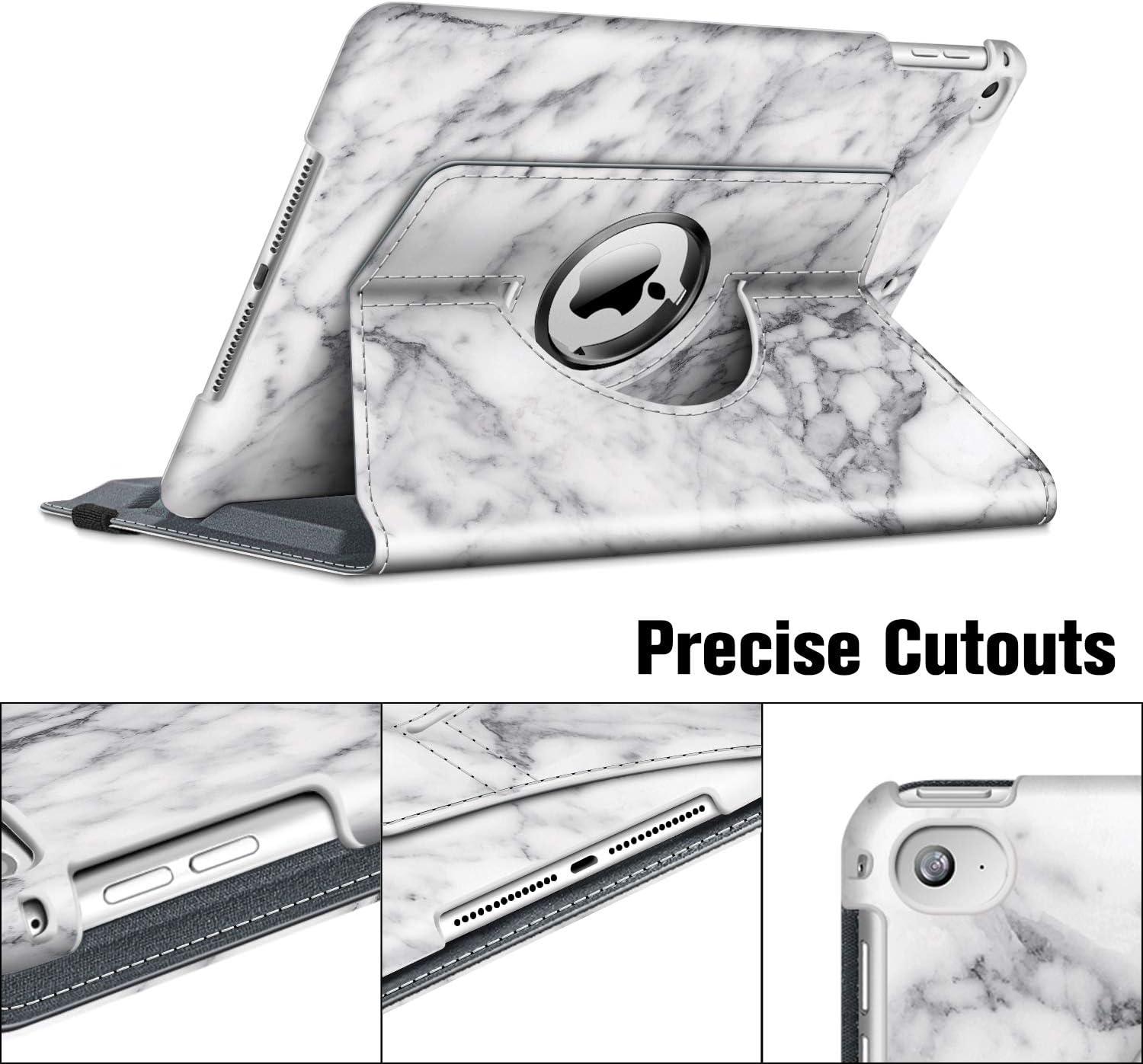 Fintie Case for iPad 9.7 2018 2017 / iPad Air 2 / iPad Air - 360 Degree Rotating Stand Protective Cover with Auto Sleep Wake for iPad 9.7 inch (6th Gen, 5th Gen) / iPad Air 2 / iPad Air, Marble