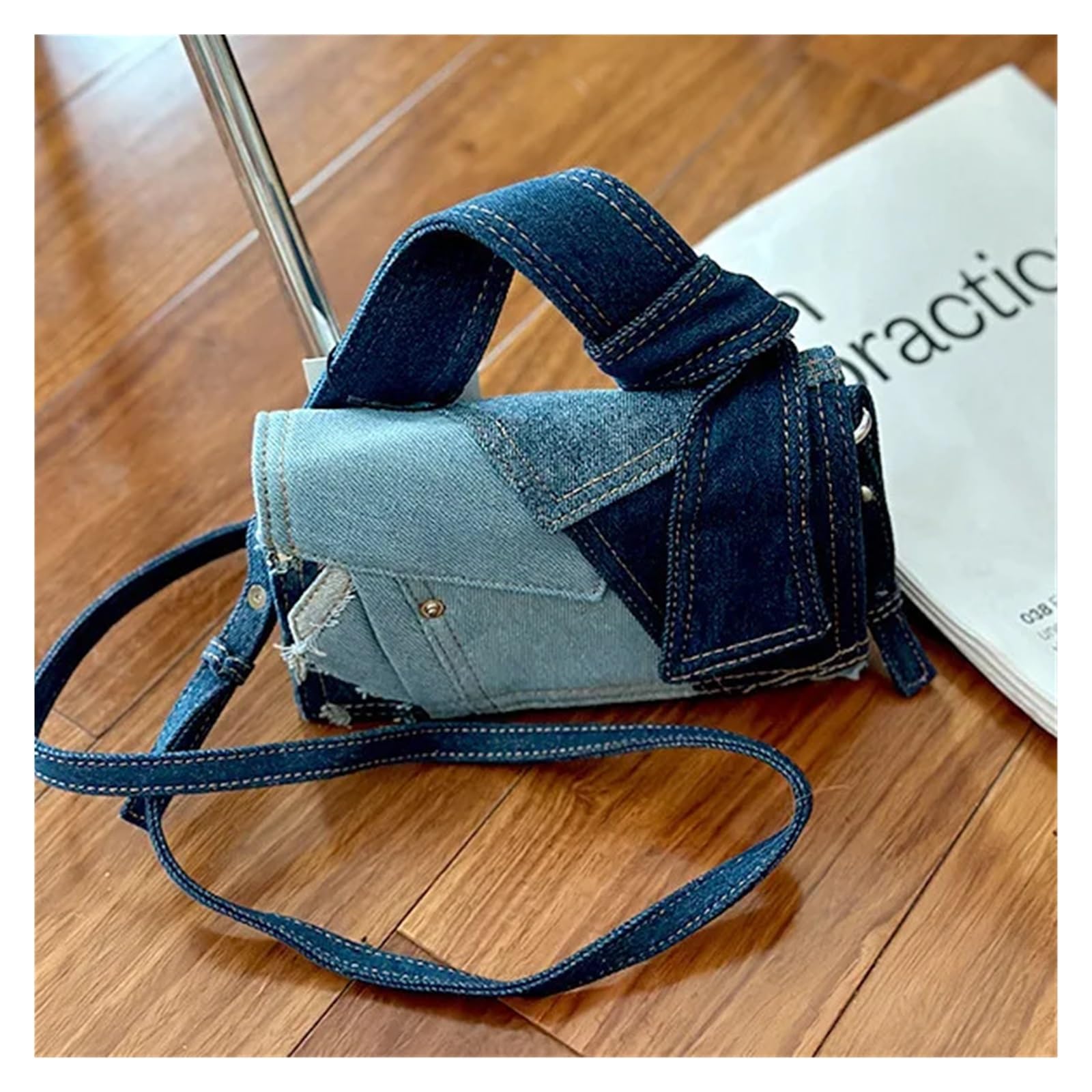 Bolso Vaquero Mujer Bolso de mezclilla con cierre patchwork, bolso hombro informal que combina todo, bolsos y bandoleras Compras