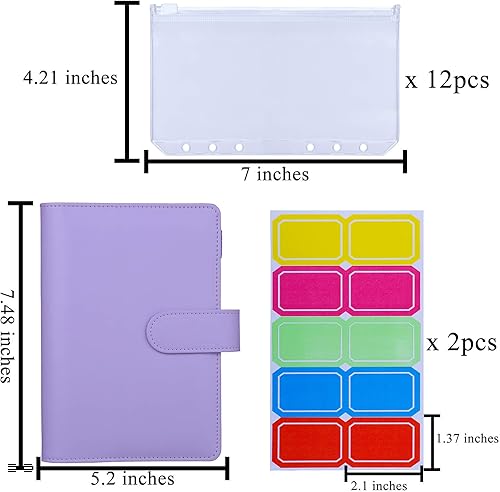 Miniatura 3 de HAUTOCO Carpeta de presupuesto con sobres con cremallera, organizador de dinero para presupuestos de efectivo, planificador de presupuesto con