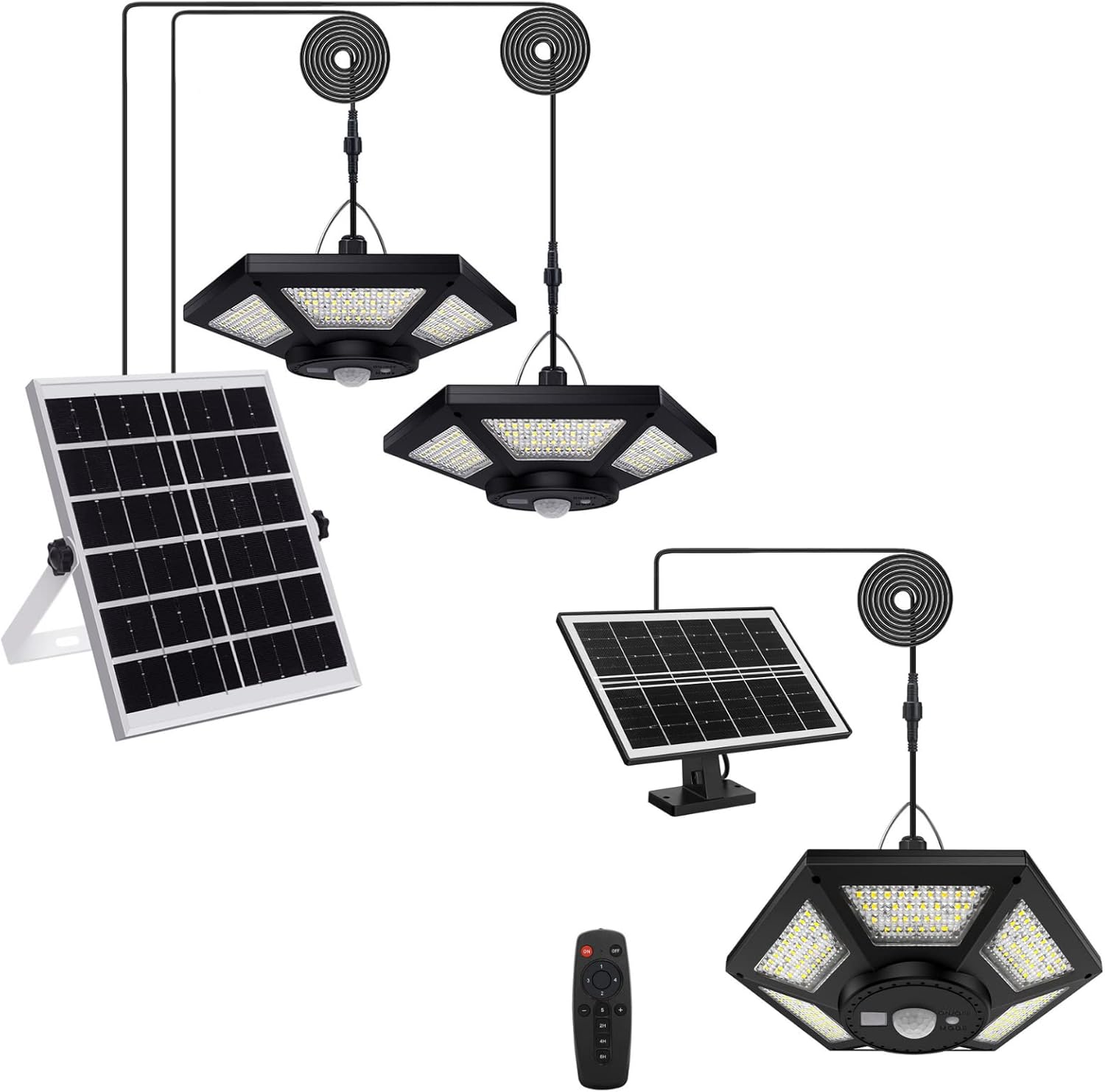Yomisga Dual Head Solar Lights and 180LED Solar Light Bundle