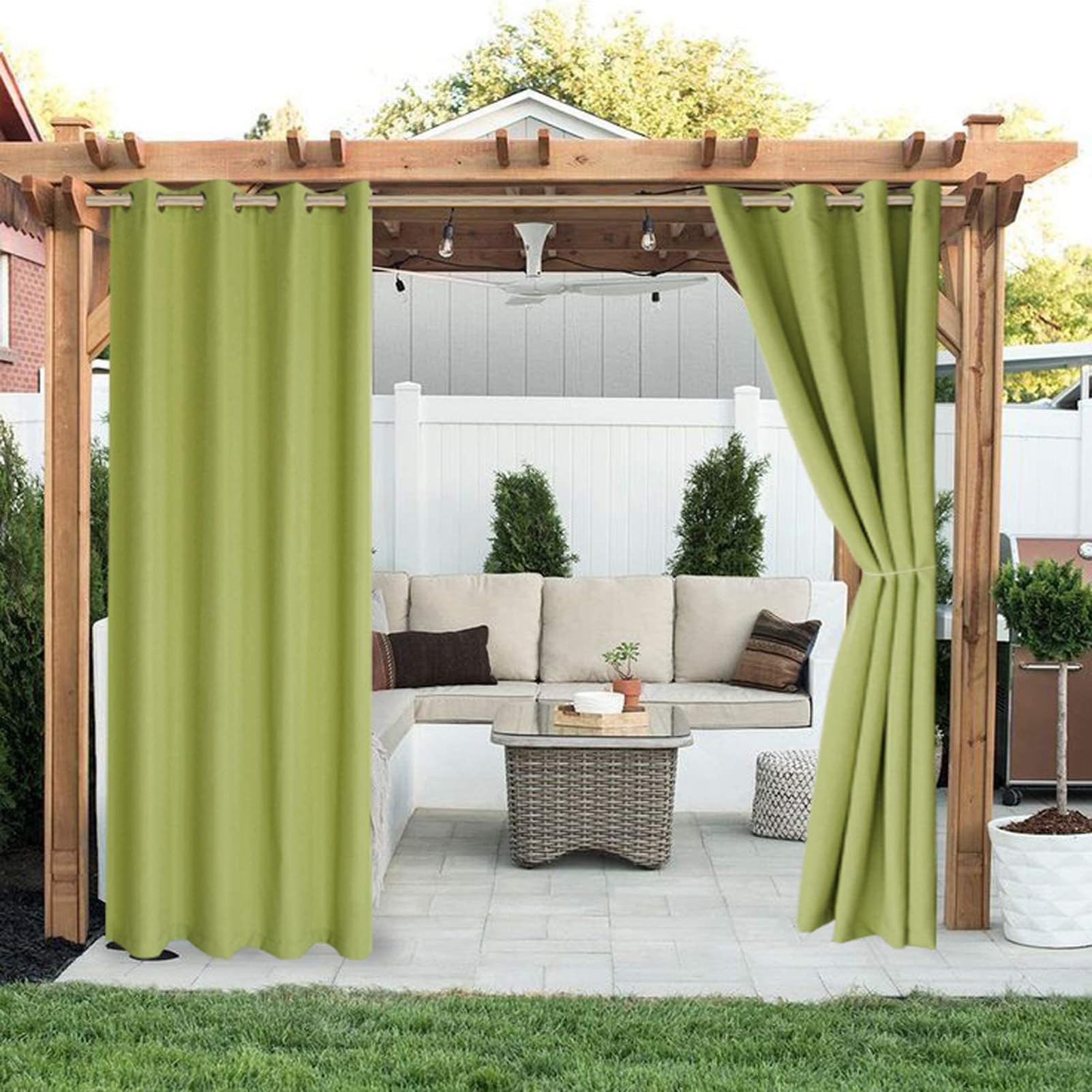 Rideaux imperméables extérieur 254x335 cm occultant intimité pour tonnelle et patio