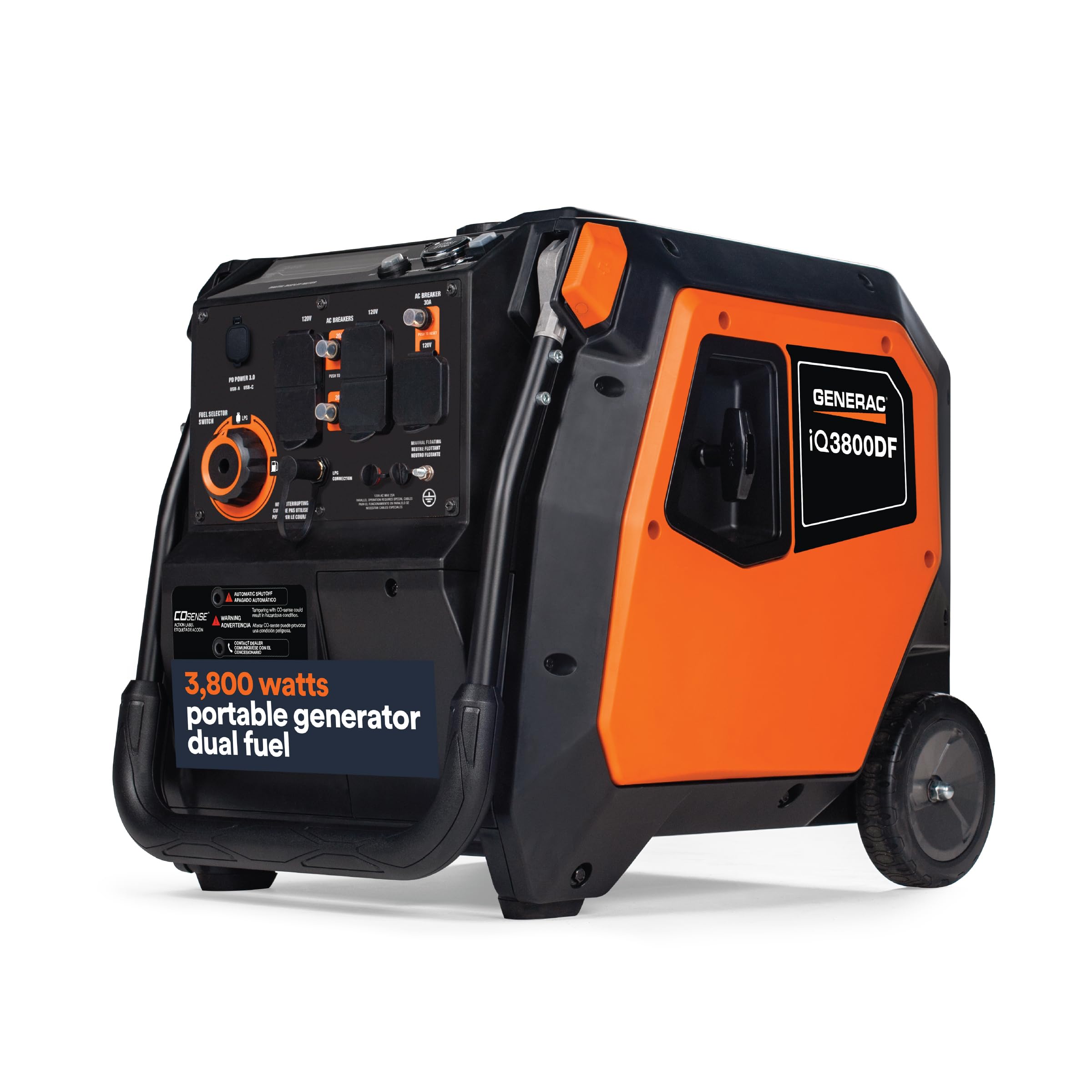 Generac 3,800 Watt Dual Fuel Portable Inverter Generator