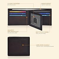 Vista 34 de Carteras RFID delgadas para hombres - Cartera de bolsillo frontal de piel genuina Marrón vintage