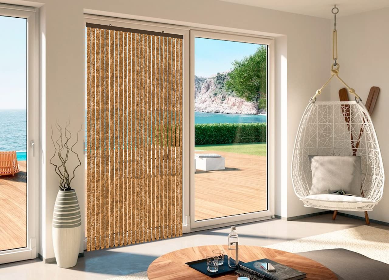 BIANCHERIAWEB Rideau antimouche anti-mouche chute panneau porte fenêtre maison en chenille 120 x 230 cm bronze