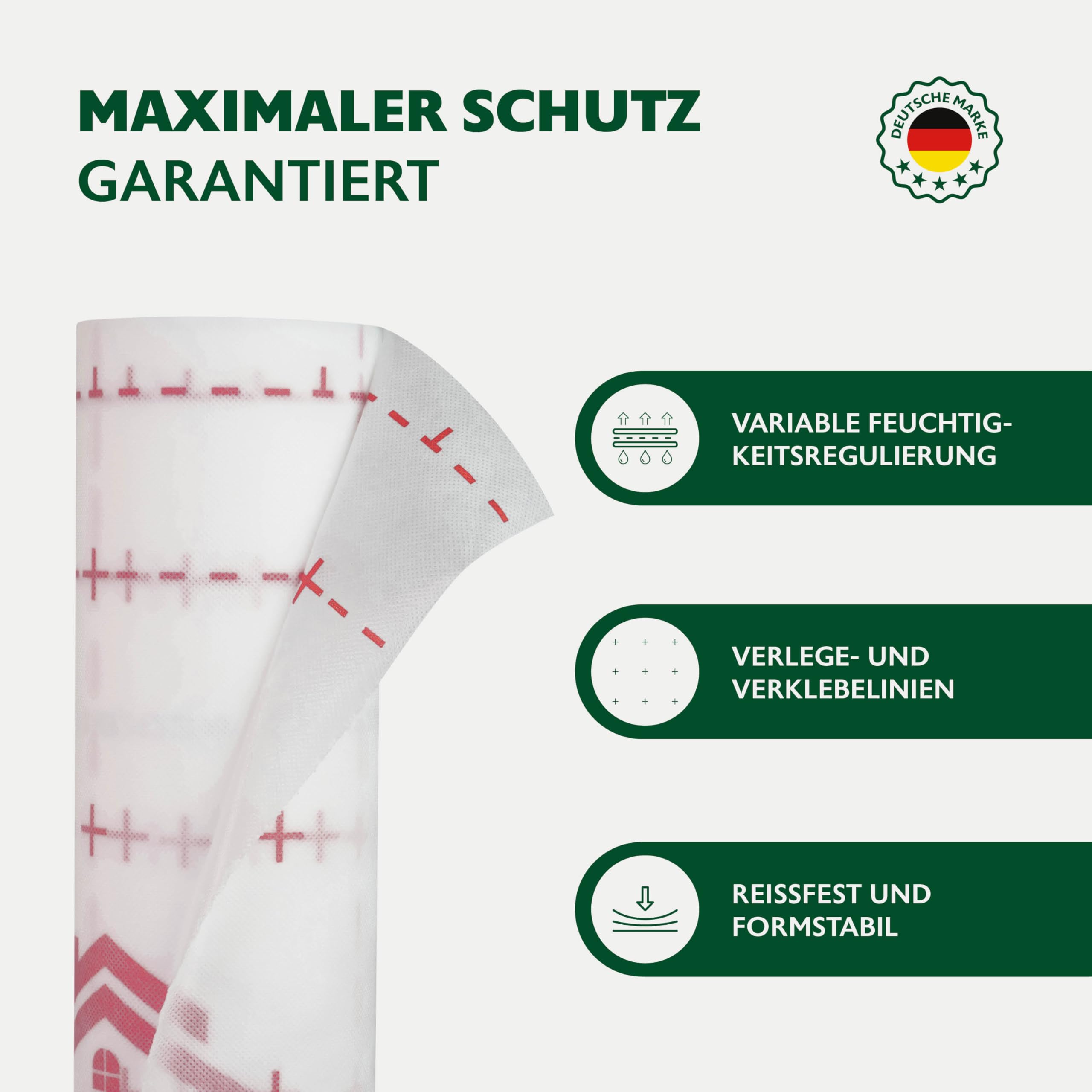 ALMO Dampfbremse 50m x 1,5m (75m²) Feuchteregulierende Dampfbremsfolie für Innenausbau und Dachausbau | Klimamembran einfach zu verbauen für eine luftdichte Gebäudehülle