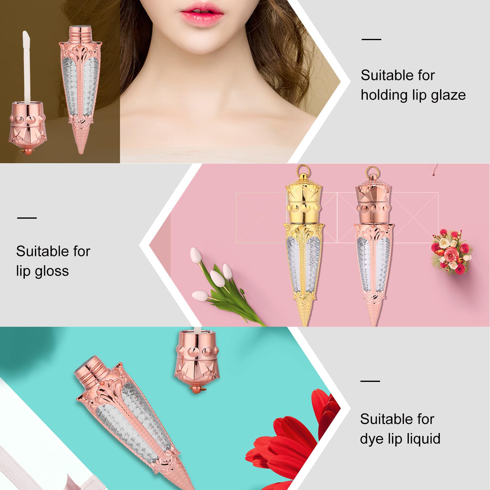 Tubo de Brillo de Labios Vacío 5ml Plástico Mini Diseño Rábano 10 Piezas | Contenedor Compacto, Cierre Antifugas, para Muestras DIY y Uso Diario, Formato Portátil