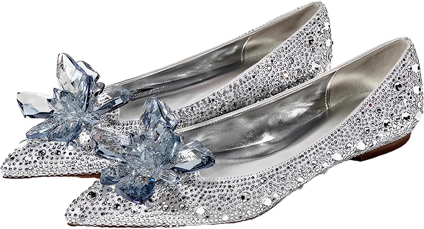 sexytag Women's Crystal Rhinestone Poined Toe Pumps Clear Stiletto High Heels