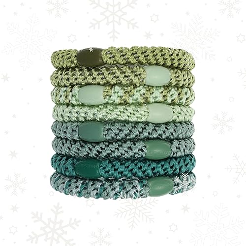 Vista 50 de Lazos dorados para cabello grueso, soportes para cola de caballo Grab & Go, paquete de 8, beige metálico, bandas gruesas sin arrugas con fuerte