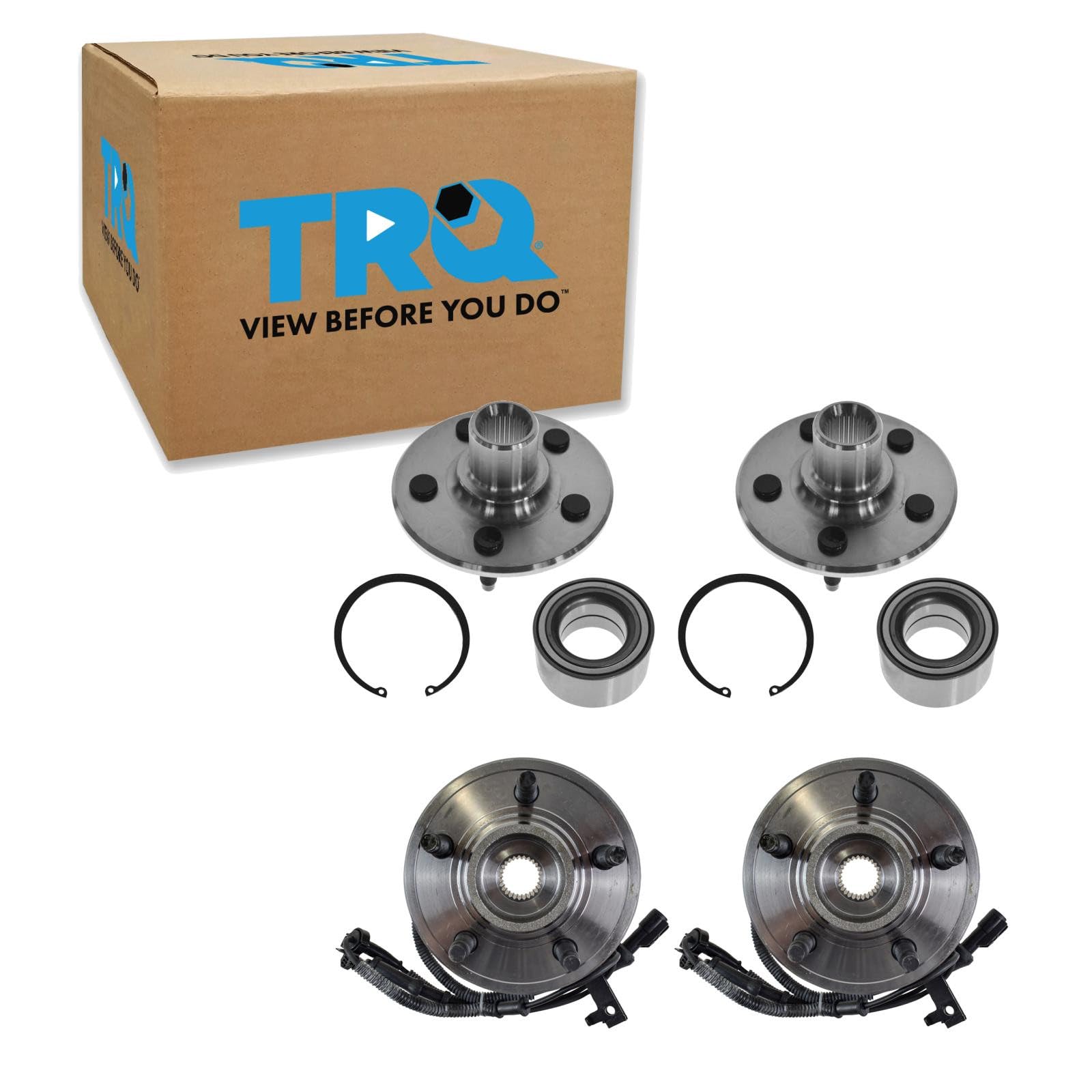 TRQ 2 Piece Front Rear Wheel Bearing &amp; Hub Assembly Set