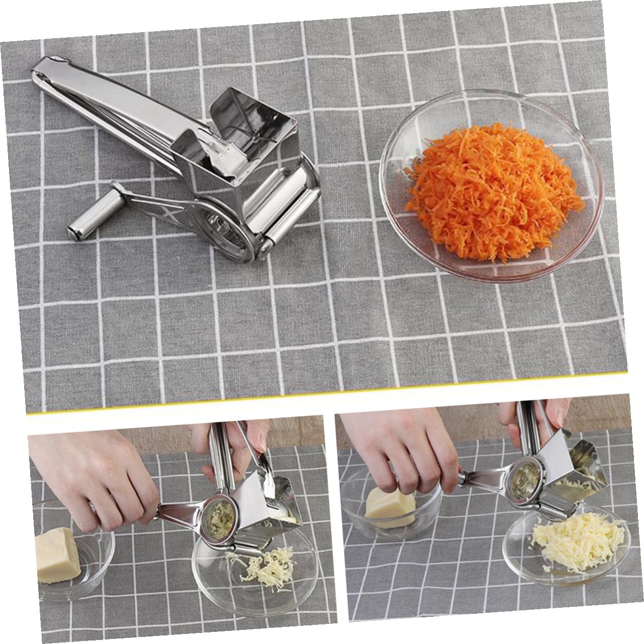 Käsereibe mit Handkurbel Edelstahl für Käse und Knoblauch
