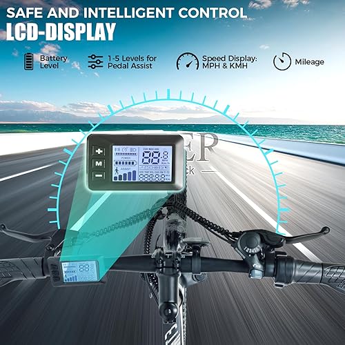 Miniatura 21 de ANCHEER Bicicleta eléctrica para adultos, [motor pico de 750 W], bicicleta eléctrica de montaña de 26 pulgadas, bicicleta eléctrica de 55 millas Azul