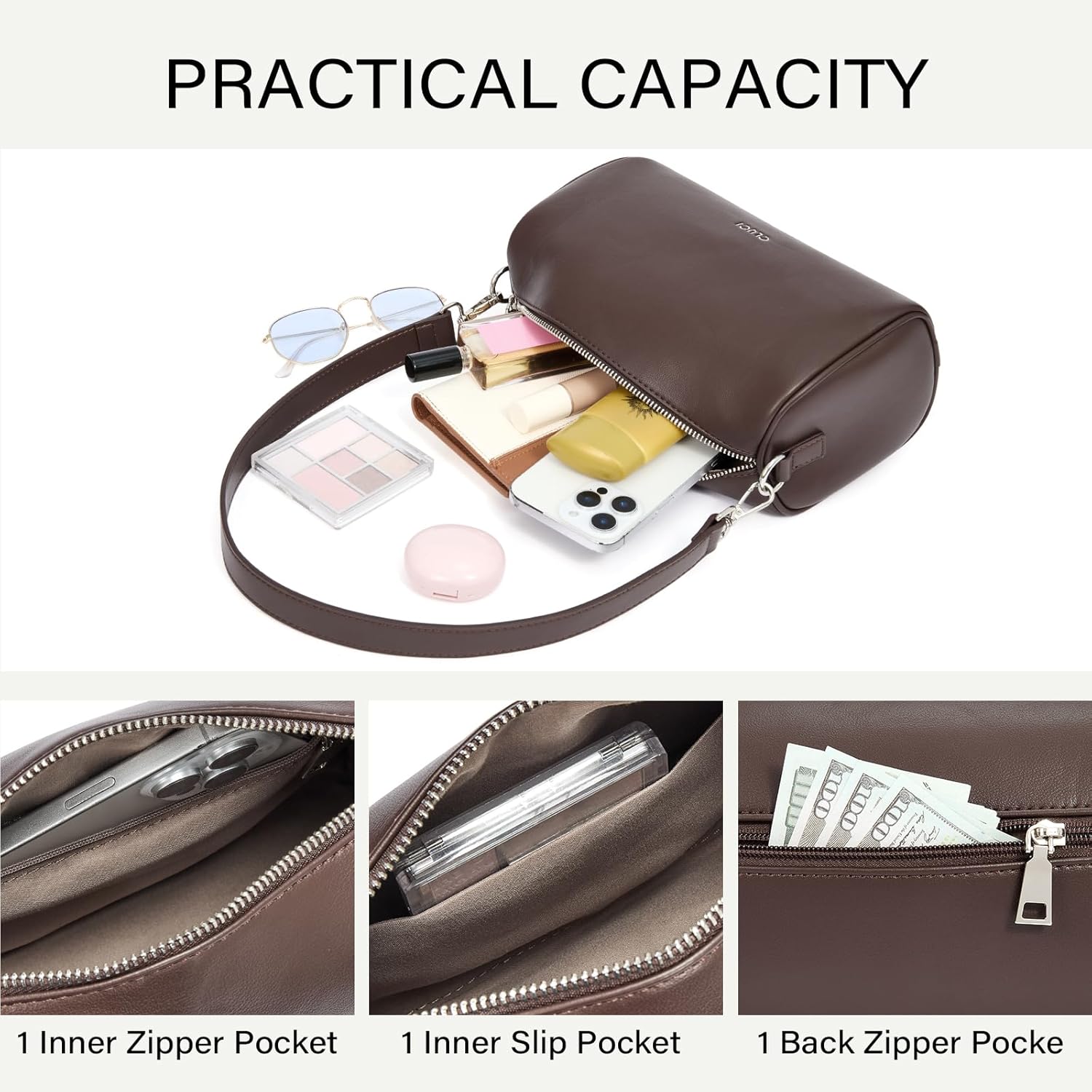 CLUCI Crossbody Purses for Women,Minimalist Barrel Purse,Designer Barrel Bag with 2 Detachable Straps - Image 4