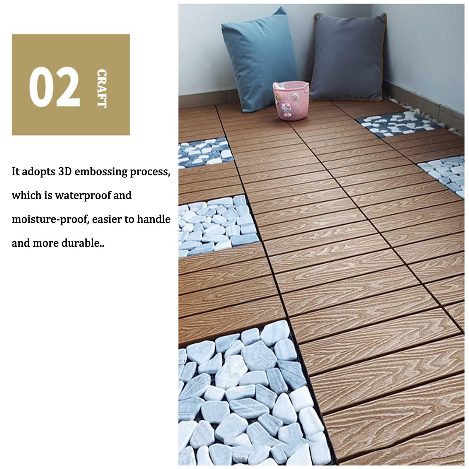 Azulejos de cubierta entrelazados madera acacia