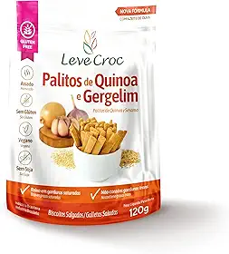 Biscoitos salgados sem glúten Leve Croc Palitos de Quinoa e Gergelim 120g