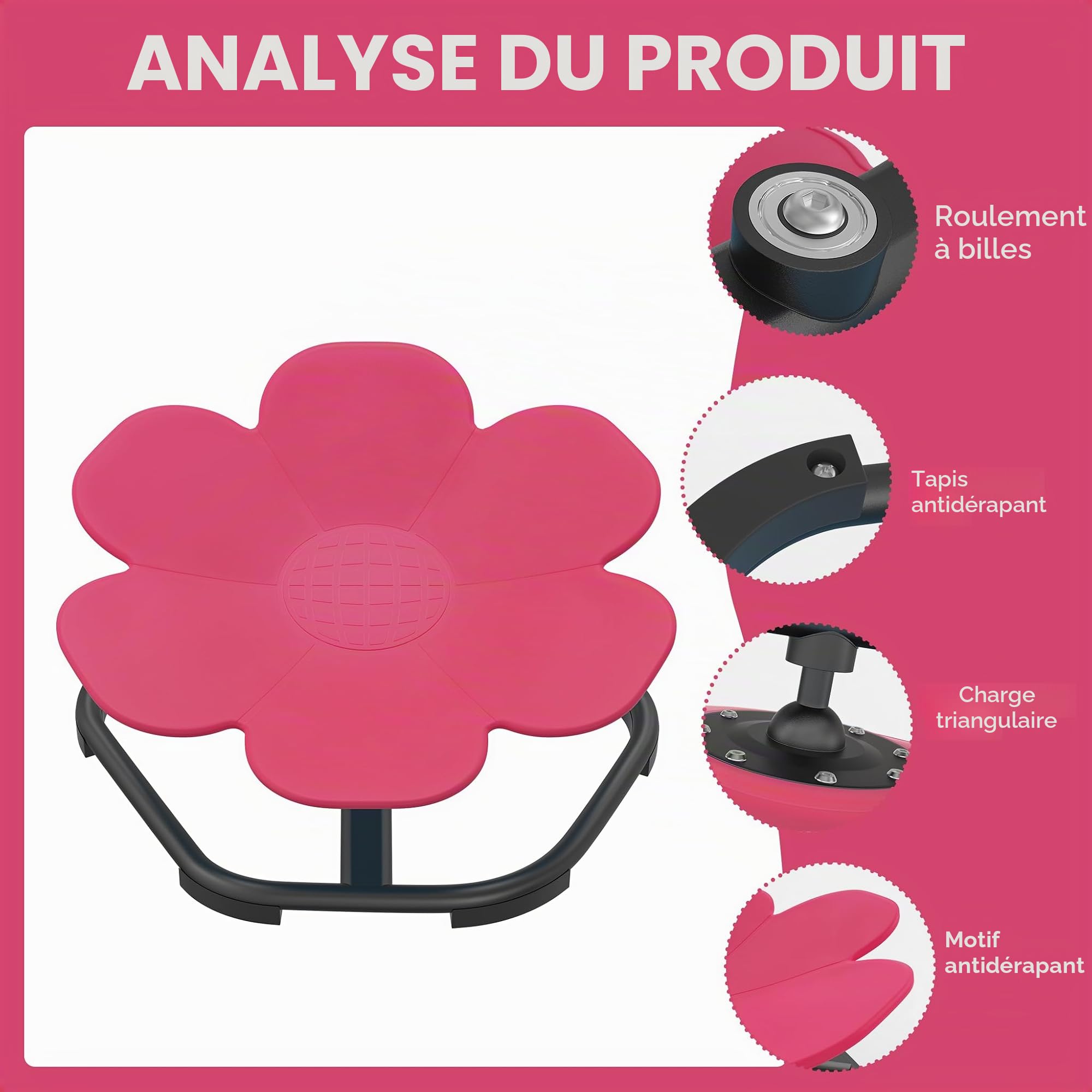 NAIZY Carrousel pour enfants - Chaise pivotante pour autisme sensoriel - Entraînement d'équilibre - Jouet sensoriel de coordination et d'équilibre - Pour enfants à partir de 3 à 9 ans