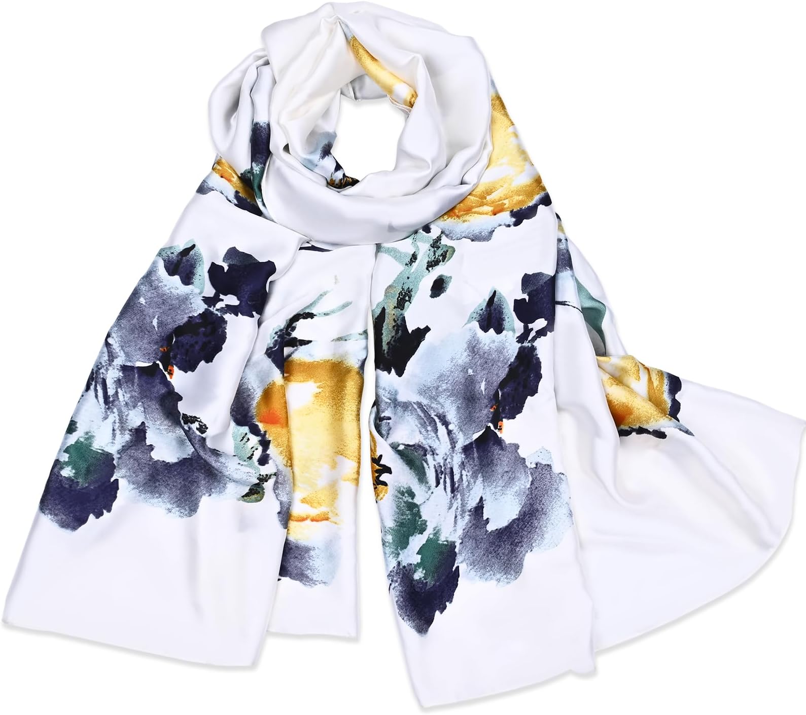 FINIZO Mulberry Silk Feeling Long Scarf for Women Large Shawls for Headscarf and Neck Sunscreen Shawls