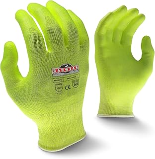 Radians RWG531-L Silver Series Hi-Visibility Cut Level A2 Grip Gloves, PU Palm, Pair, Large (Pack of 12)