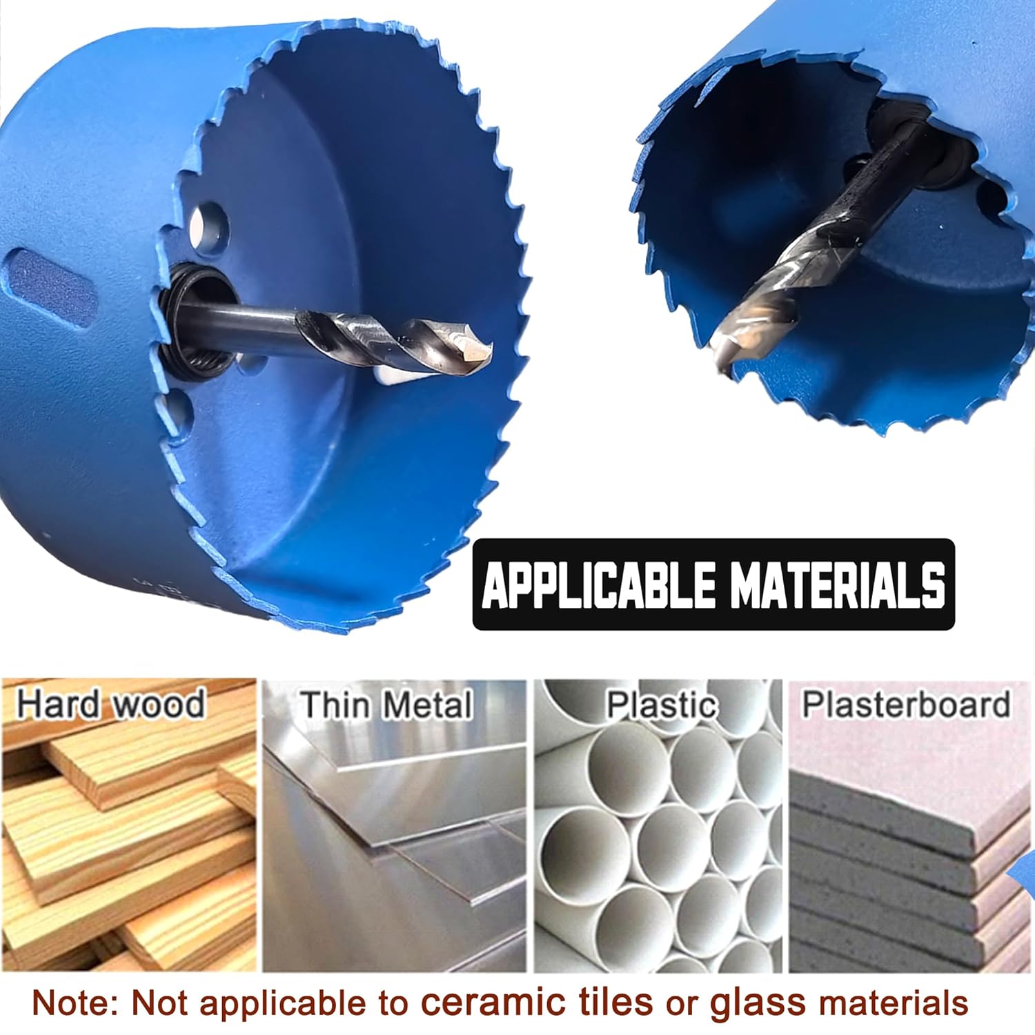 Bi-Metal Hole Saw Kit Set 17PCS, 3/4" to 3" HSS Hole Saw Drill Bits for Wood Boards, Plasterboard, Soft Metal Sheet, PVC, Fiberboard, Plastic and Drywall.