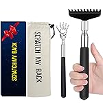 Oversized Back Scratcher Gift Set, 2 Pack, Upgraded Metal Stainless Steel Telescoping Back Scratcher Tool with Canvas Carrying Bag