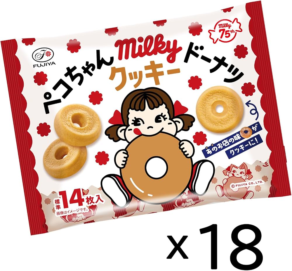 Amazon.co.jp: 不二家 ペコちゃんミルキードーナツクッキー 168g×18袋