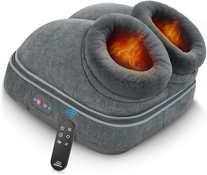 Snailax Foot Massager with Heat, Deep Shiatsu Back Massager with Remote Control, Foot Warmer with 2 Temperature Settings, Detachable Washbale Cover, Home Office Use, Gifts for Men Women