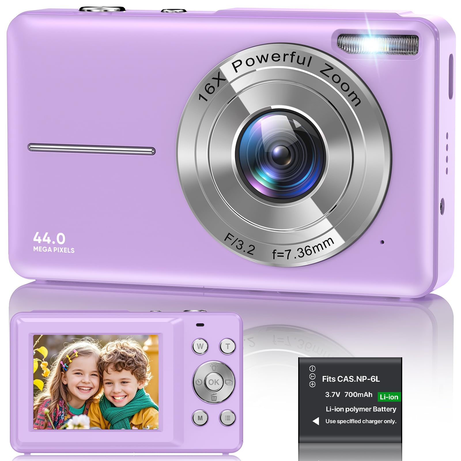 Digital Camera 1080P Camera 44MP Camera Portable Compact Camera with 2.4 Inch LCD Screen - Green-image-12