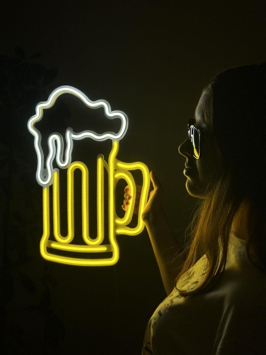 Beer Wall Sign, Neon Metal Wall Art, Beer Neon Sign, Neon Wall Decor, Neon Wall Sign, LED Light Decor, Home Office Restaurant Cafe Bar Pub Wall Decor (with Remote Control)