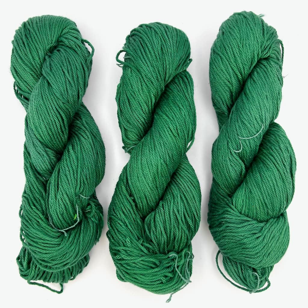 Revolution Fibers Hand Dyed Glossy Cotton Yarn Solid Colored | 4 Ply, DK Weight 100 Grams, 200 Yards Per Skein | Perfect for Weaving, Crafting, Crochet, Knitting (Everglade Greens)