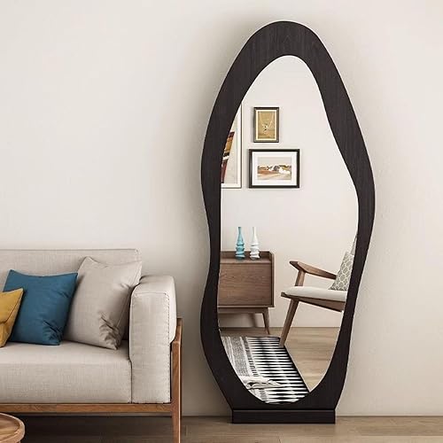 Miniatura 4 de Espejo irregular de longitud completa, 63 x 24 pulgadas, espejo de suelo irregular para colgar o apoyar contra la pared para dormitorio, sala de