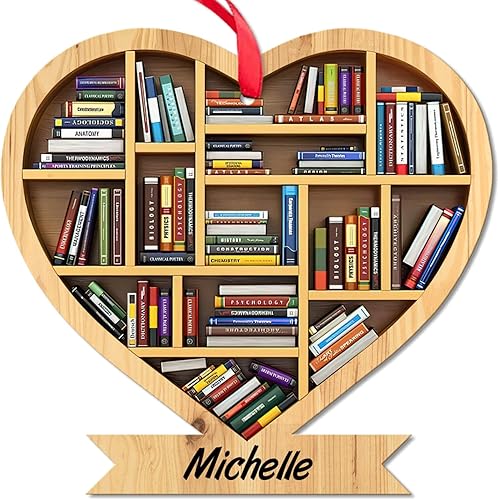 HYTURTLE Adorno de Navidad personalizado para colgar en el árbol, regalo para la escuela, bibliotecario, asistente de lectura de libros, profesor,