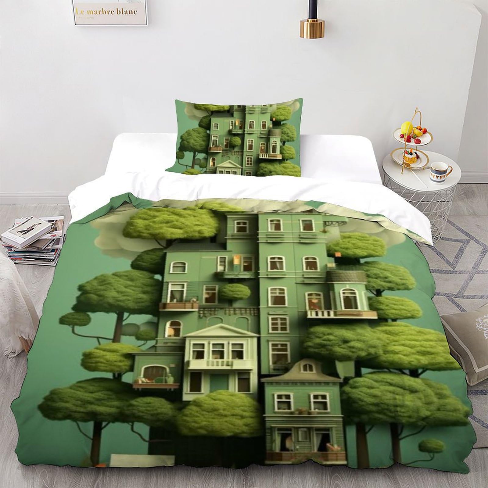 Housse de couette single 135x200cm en microfibre imprimé 3D avec 1 taie d'oreiller pour garçon