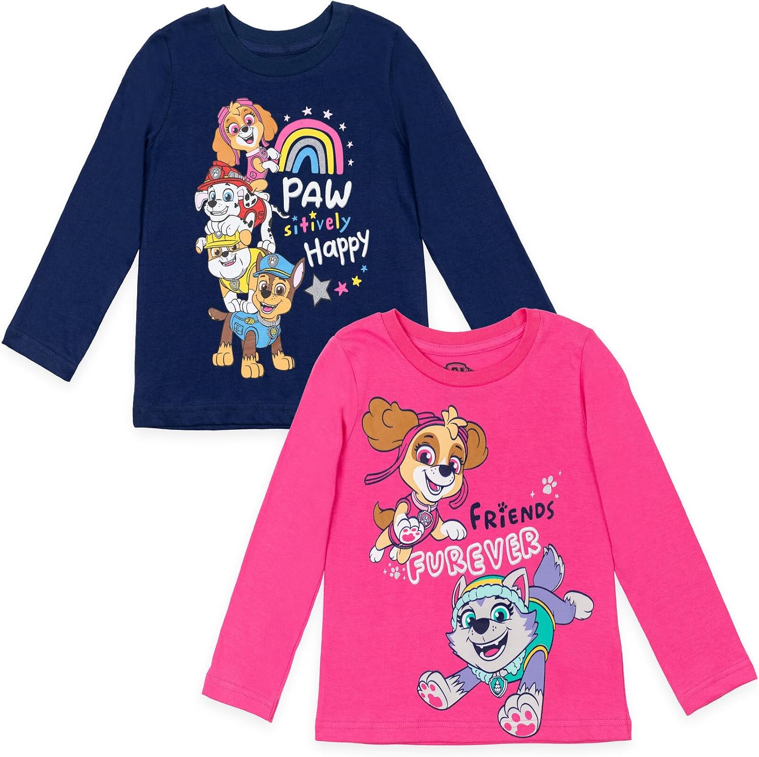 Paw Patrol Girls' 2-Pack Long Sleeve Tees Toddler to Big Kid