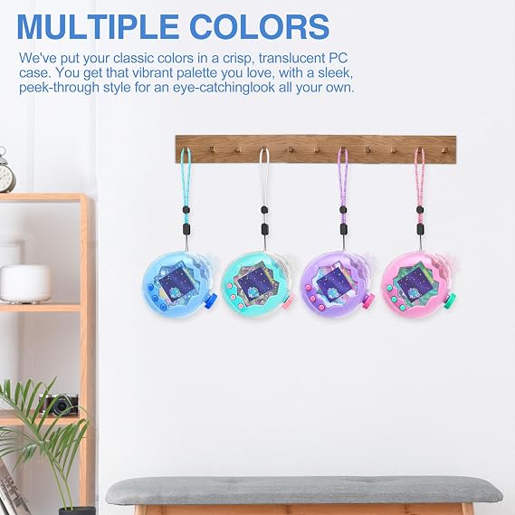 たまごっちパラダイス用クリアケースと交換用蓋セット、DIYファン、コレクター、ディスプレイに最適 Paradise Tamagotchiアクセサリー用 ストラップ付きデバイス/フィルムなし