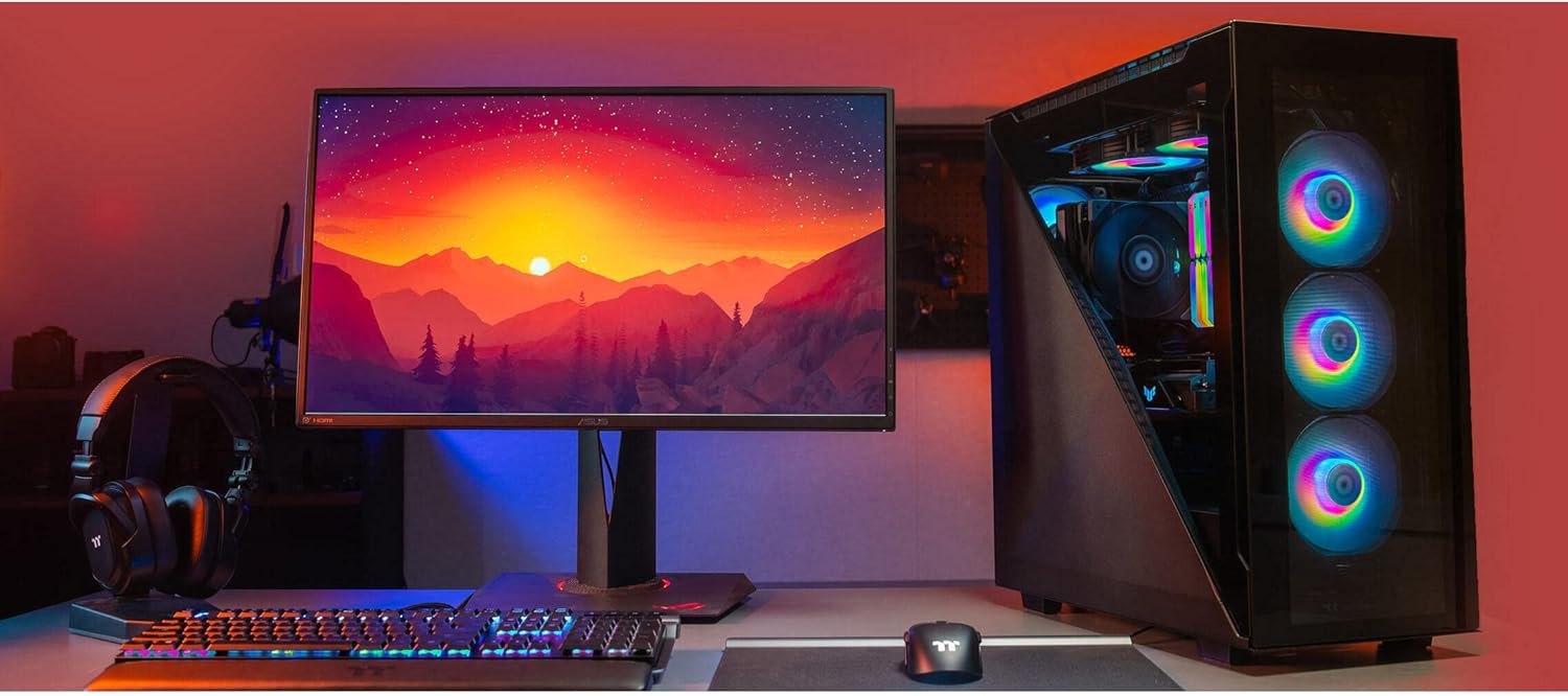 Thermaltake Divider 500 TG Black Color ARGB ATX Mid Tower Tempered Glass Computer Case with 3 120mm 5V ARGB Front Fans + 1 120mm Standard Rear Fan + 2 Symmetrical Triangular Panels CA-1T4-00M1WN-01