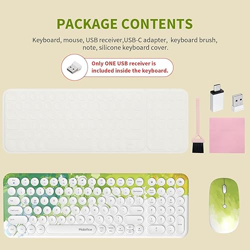 Miniatura 8 de Combo de teclado y mouse inalámbricos USB de 2.4 GHz, ultrafino, compacto, silencioso, retro, juego de teclado y mouse para computadora de oficina,